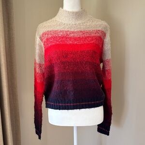 American Eagle Outfitters Red and Beige Gradient Sweater